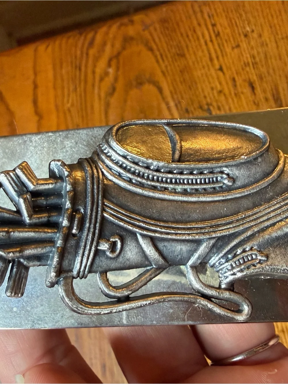 Vintage Pewter Golf Bag Memo or Money Clip